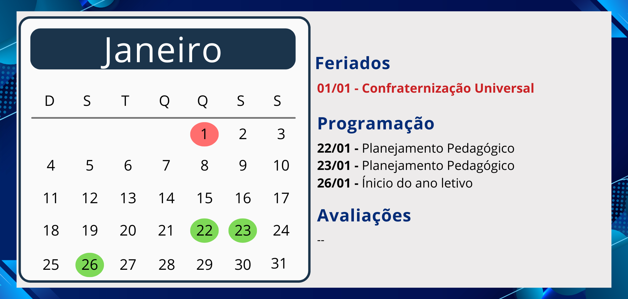 Calendário Mensal